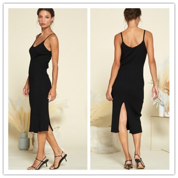 Crescent Kimmy Knit Sleeveless Midi Dress Black Size L NWT - Picture 3 of 3
